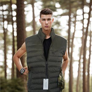 Cole Haan Puffer Vest Mens Army Green - Large